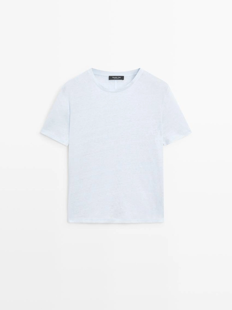 Льняная футболка с короткими рукавами