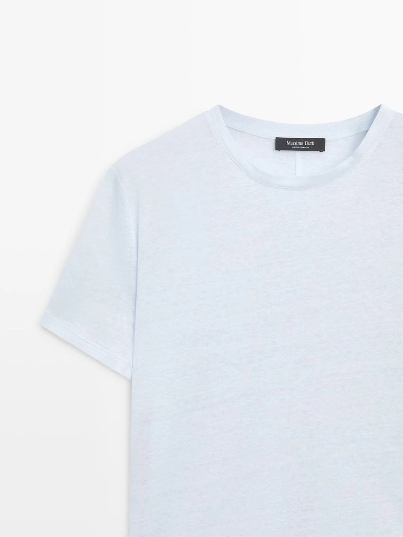 Льняная футболка с короткими рукавами