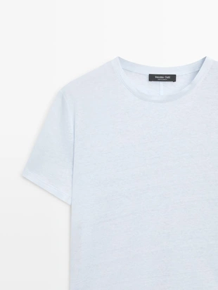 Льняная футболка с короткими рукавами- Заказать в России