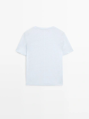 Льняная футболка с короткими рукавами- Заказать в России