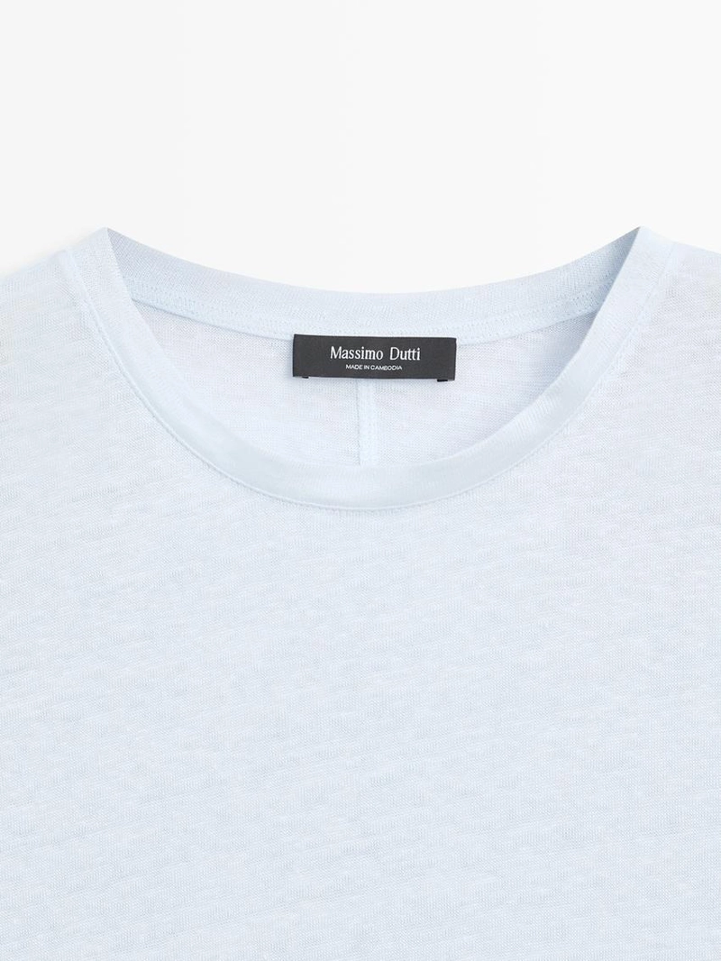 Льняная футболка с короткими рукавами