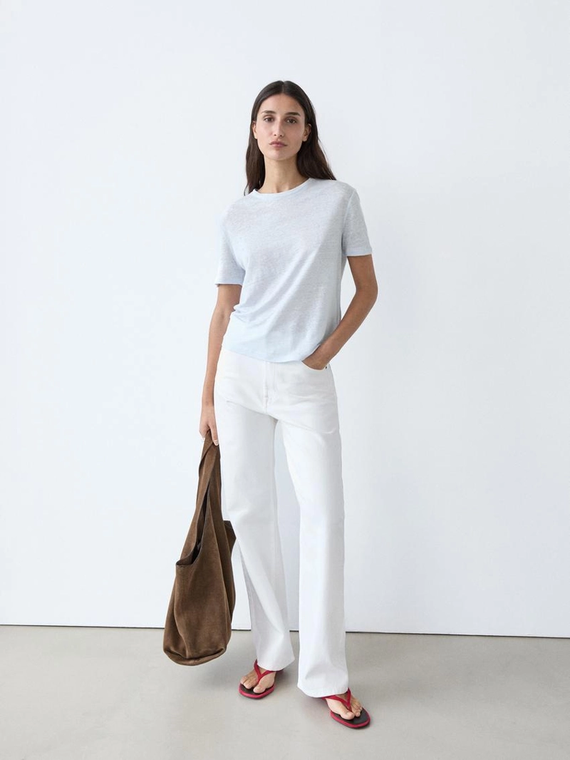 Льняная футболка с короткими рукавами