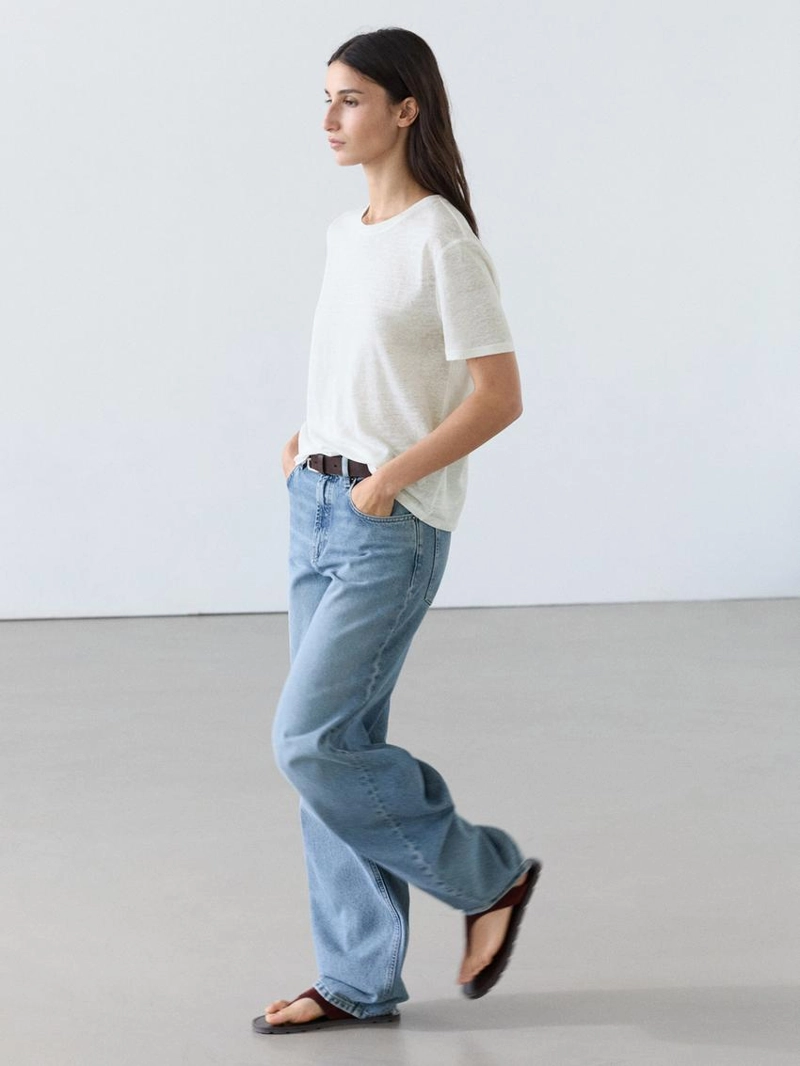 Футболка с короткими рукавами из льна