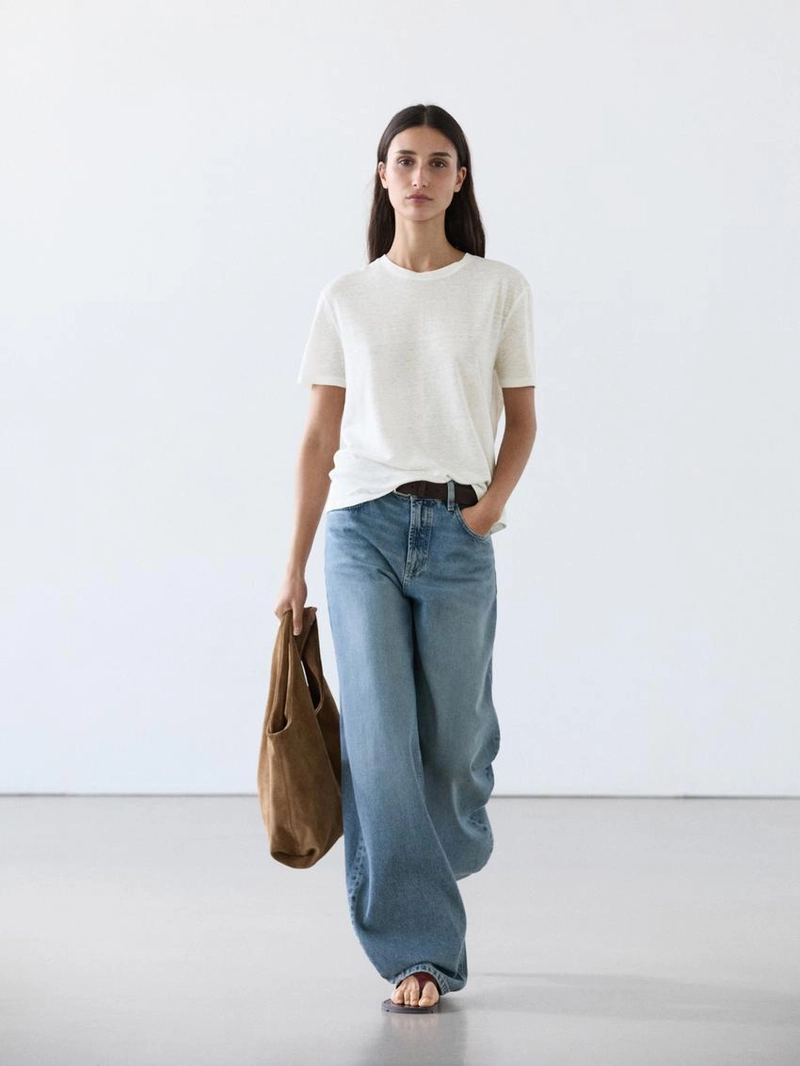 Футболка с короткими рукавами из льна