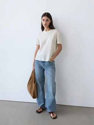 Футболка с короткими рукавами из льна- Заказать в России