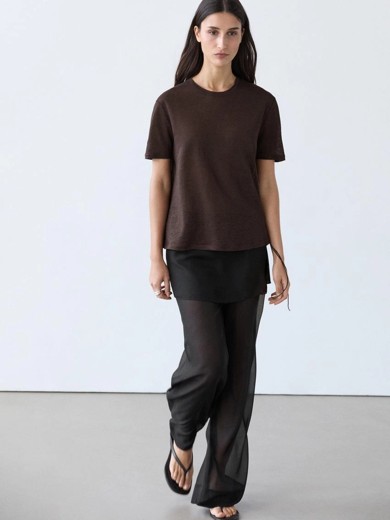 Футболка из льна с коротким рукавом