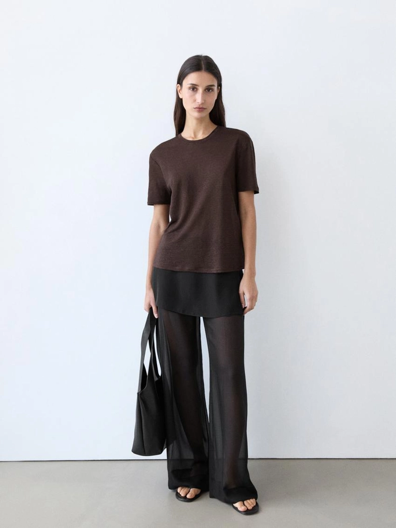 Футболка из льна с коротким рукавом