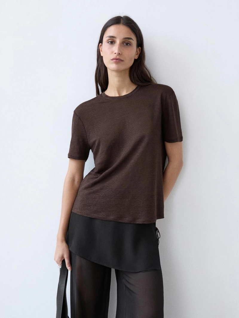 Футболка из льна с коротким рукавом