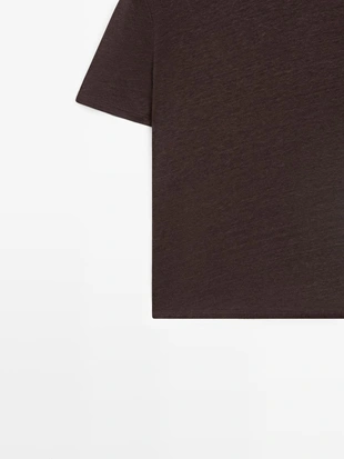 Футболка из льна с коротким рукавом- Заказать в России