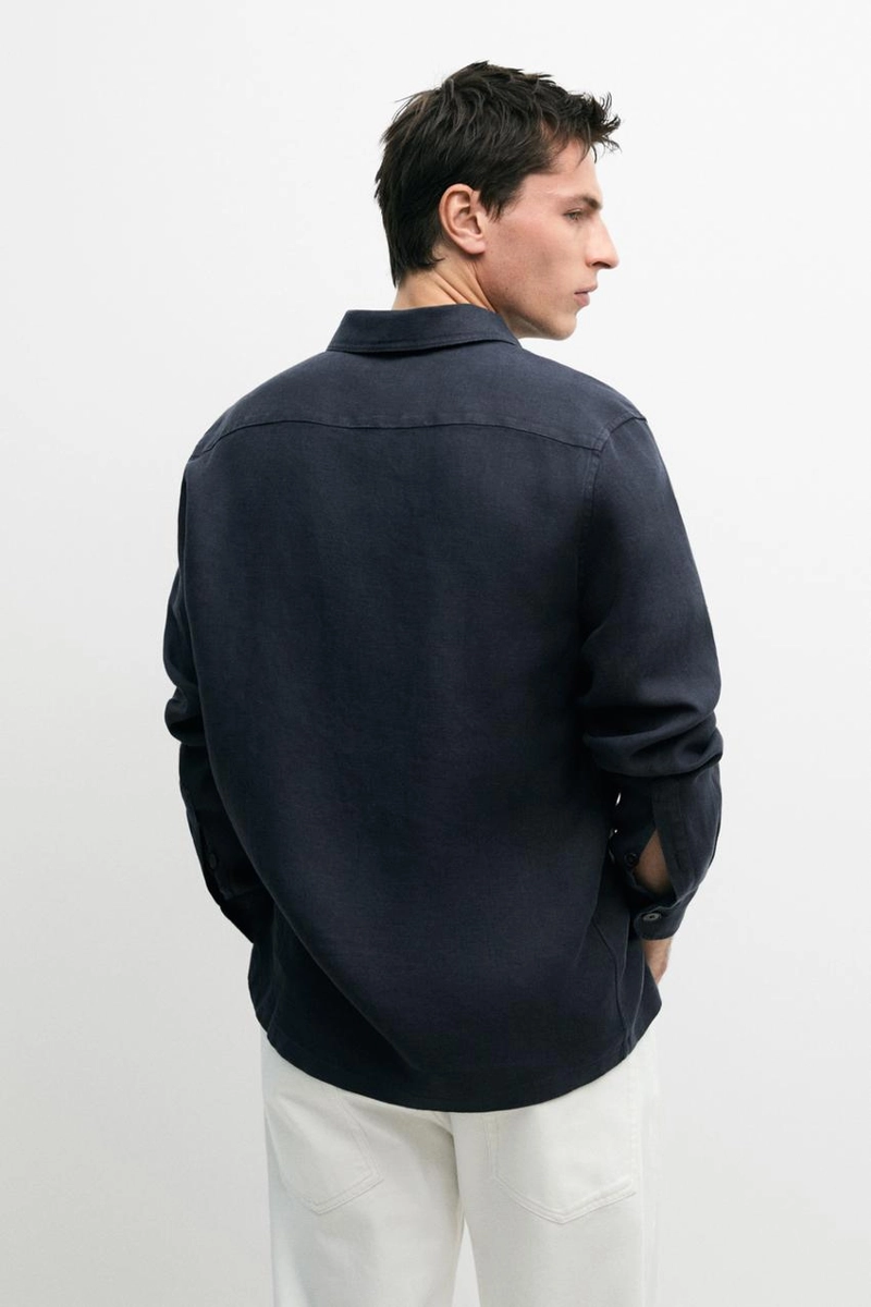 Рубашка-кепроф с карманами из тяжелого льна