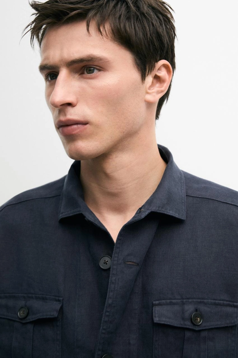 Рубашка-кепроф с карманами из тяжелого льна