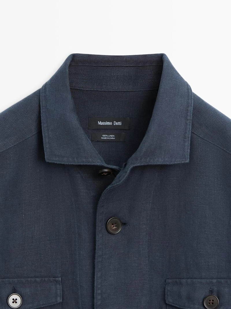 Рубашка-кепроф с карманами из тяжелого льна