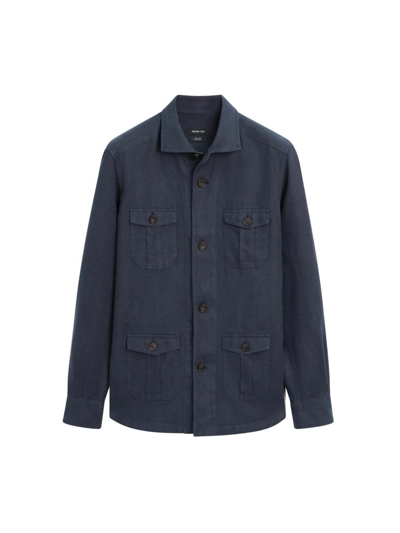 Рубашка-кепроф с карманами из тяжелого льна