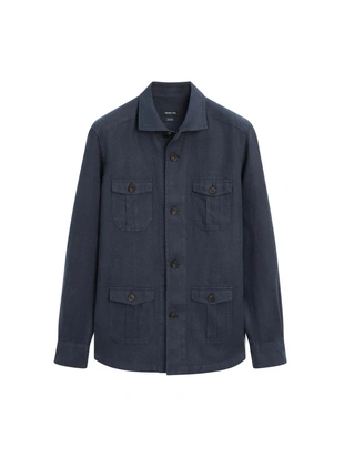 Рубашка-кепроф с карманами из тяжелого льна- Заказать в России