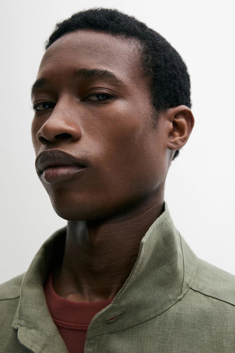 Куртка-рубашка из плотного льна с карманами