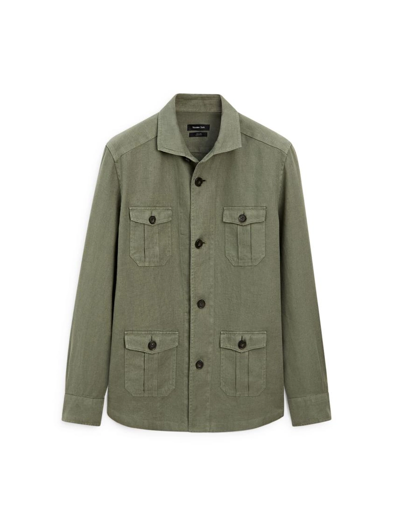 Куртка-рубашка из плотного льна с карманами