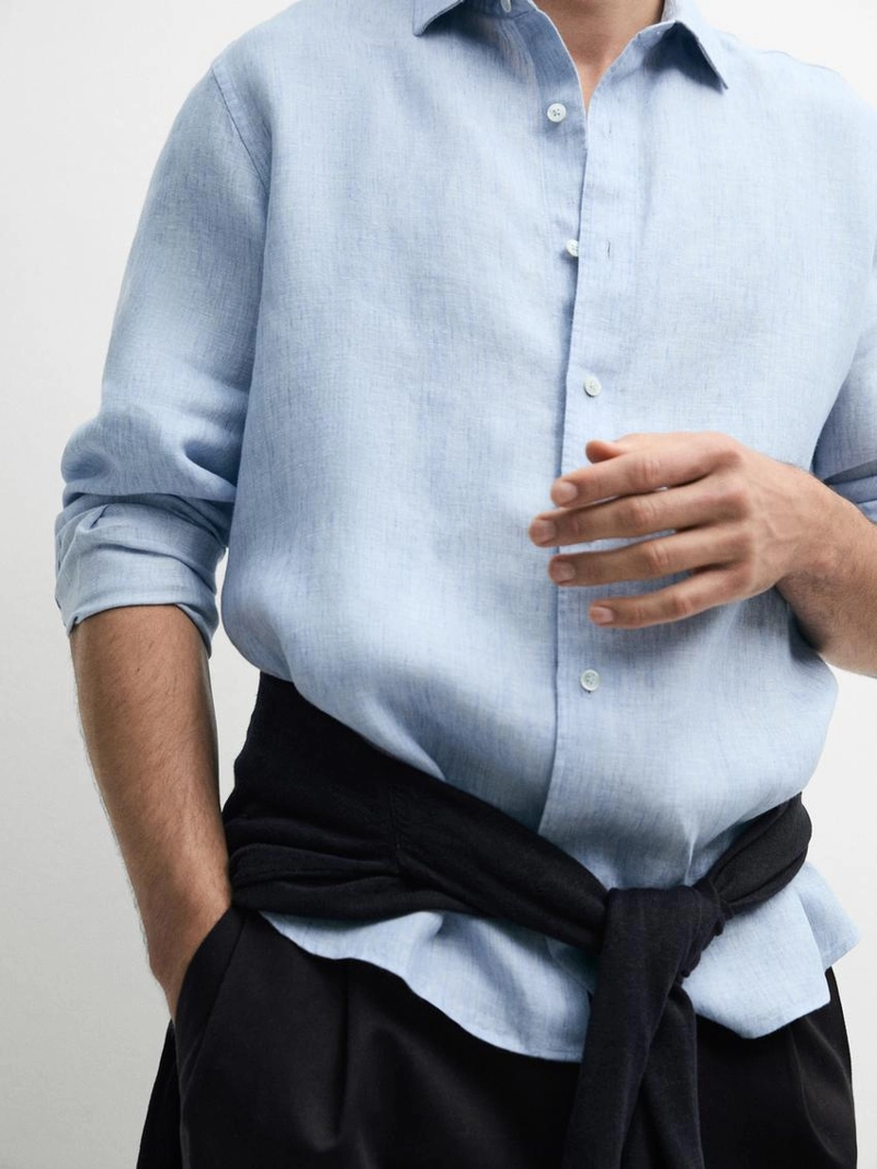 Рубашка из 100% льна с регулярной посадкой