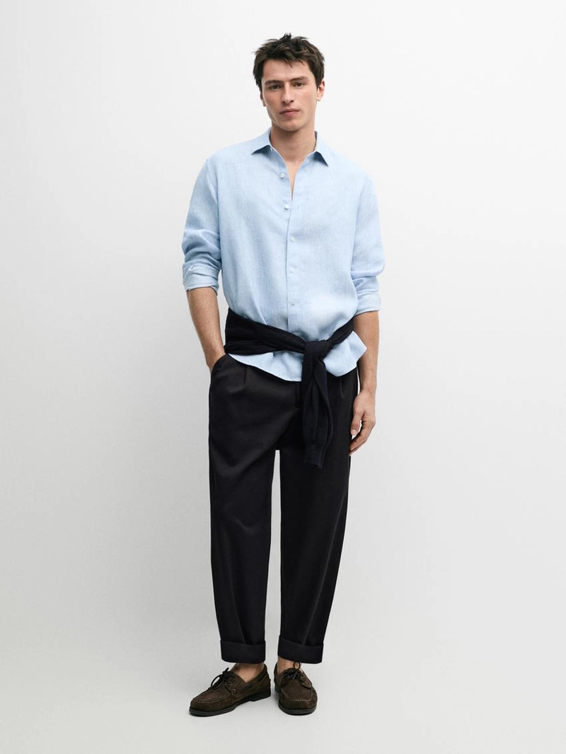 Рубашка из 100% льна с регулярной посадкой