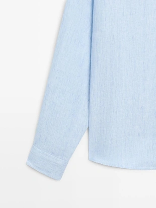 Рубашка из 100% льна с регулярной посадкой- Заказать в России