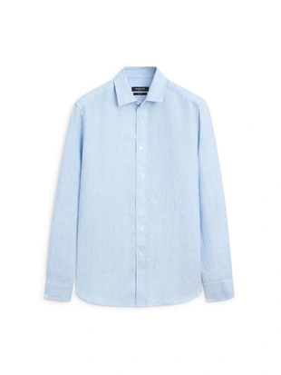 Рубашка из 100% льна с регулярной посадкой- Заказать в России