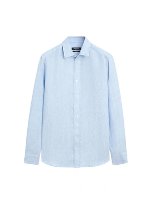 Рубашка из 100% льна с регулярной посадкой- Заказать в России