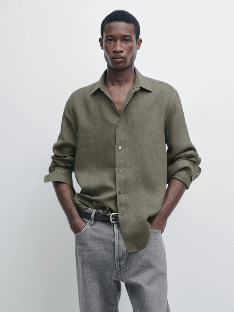 Рубашка свободного кроя из 100% льна