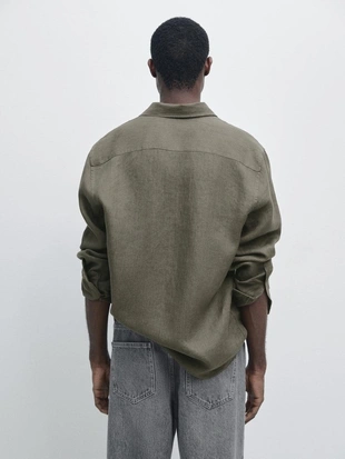 Рубашка свободного кроя из 100% льна- Заказать в России