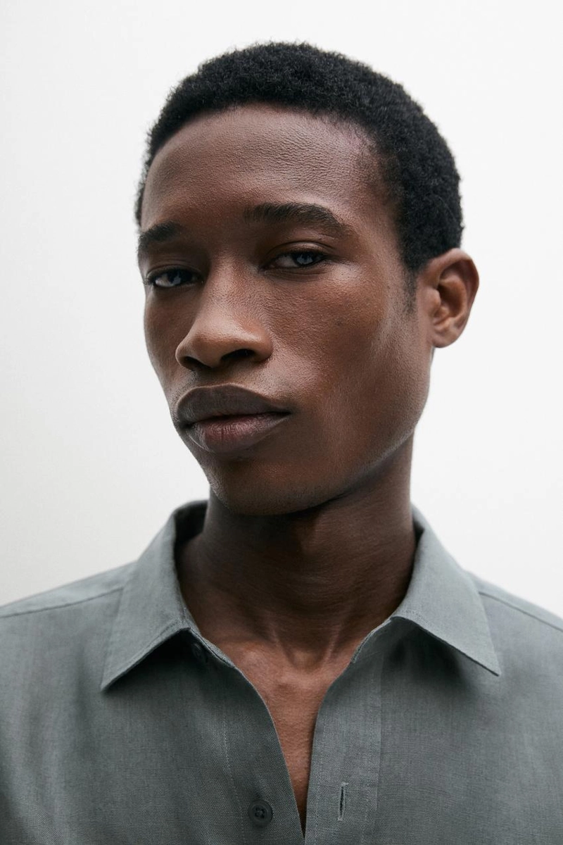 Рубашка из 100% льна с короткими рукавами