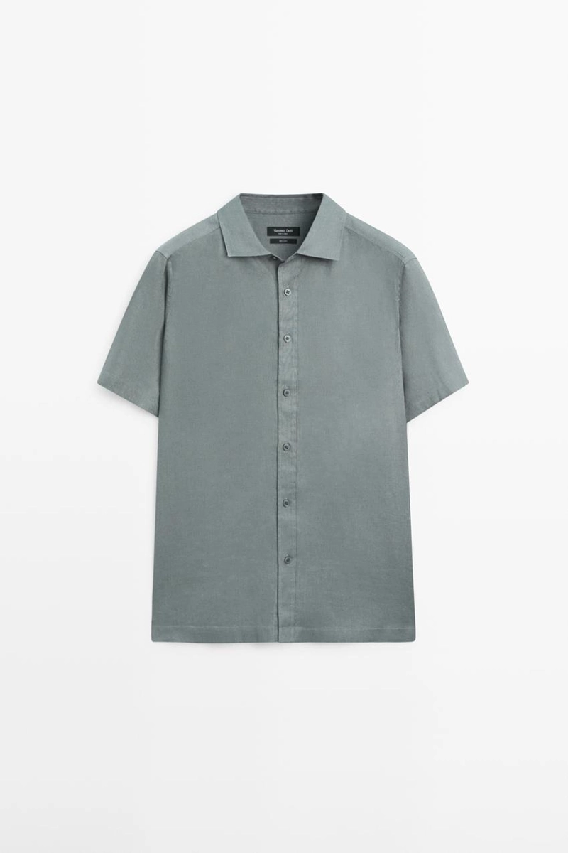 Рубашка из 100% льна с короткими рукавами