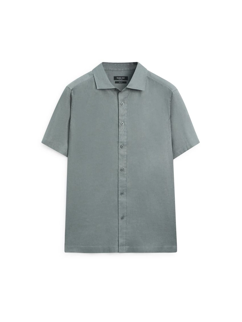 Рубашка из 100% льна с короткими рукавами