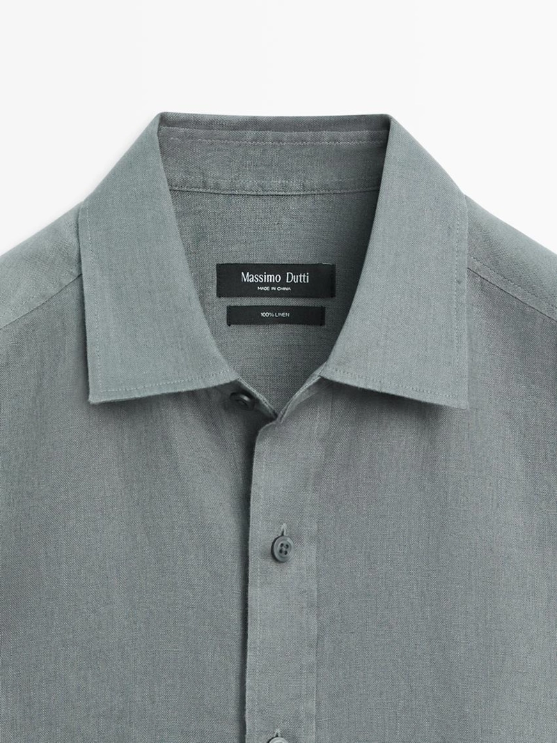 Рубашка из 100% льна с короткими рукавами