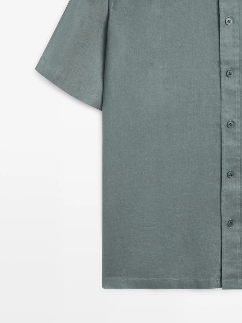 Рубашка из 100% льна с короткими рукавами