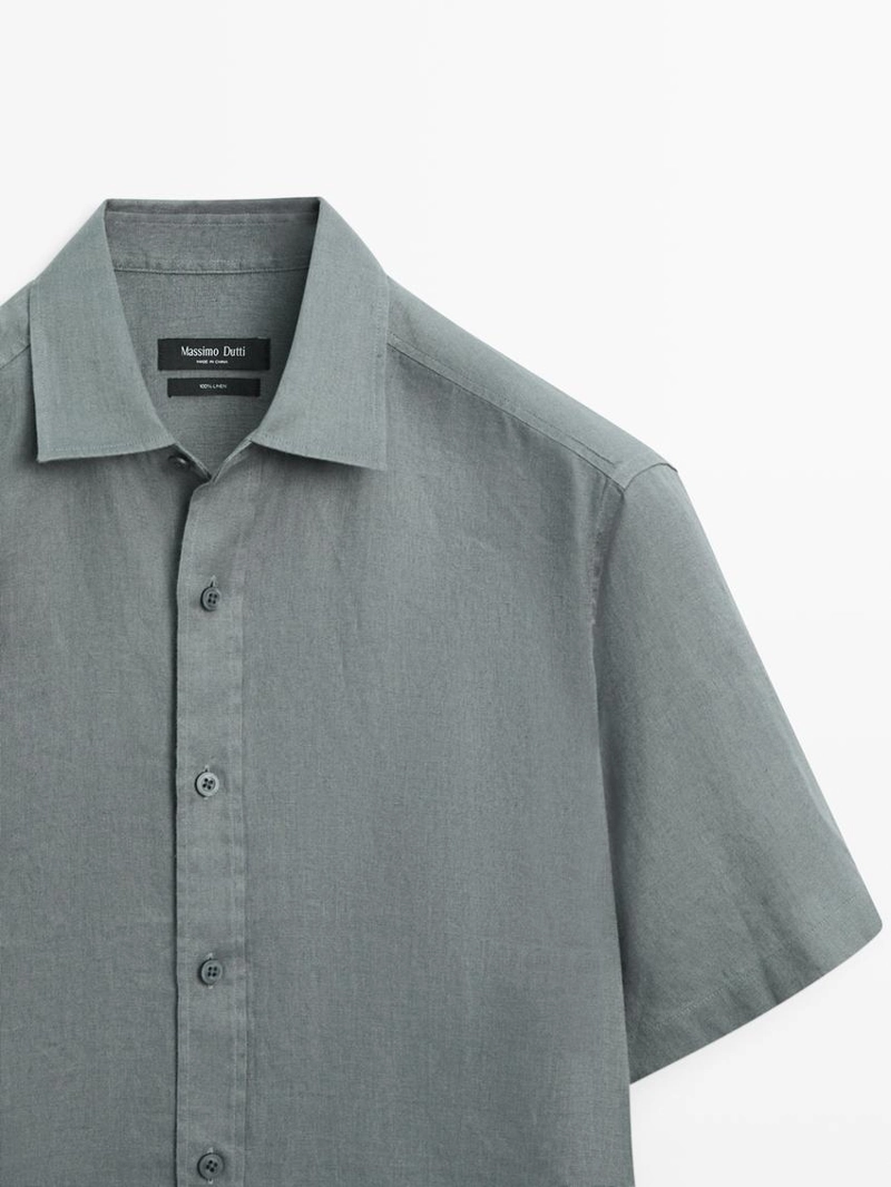 Рубашка из 100% льна с короткими рукавами