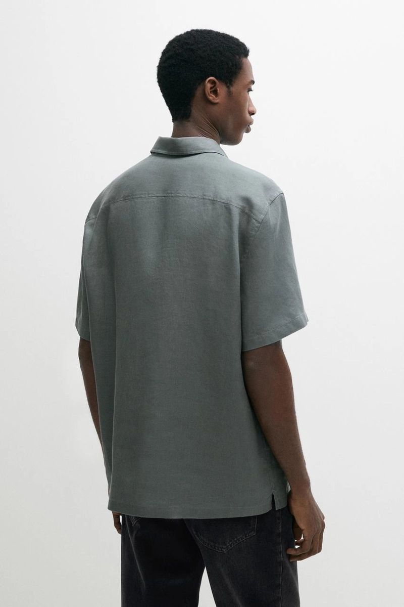 Рубашка из 100% льна с короткими рукавами