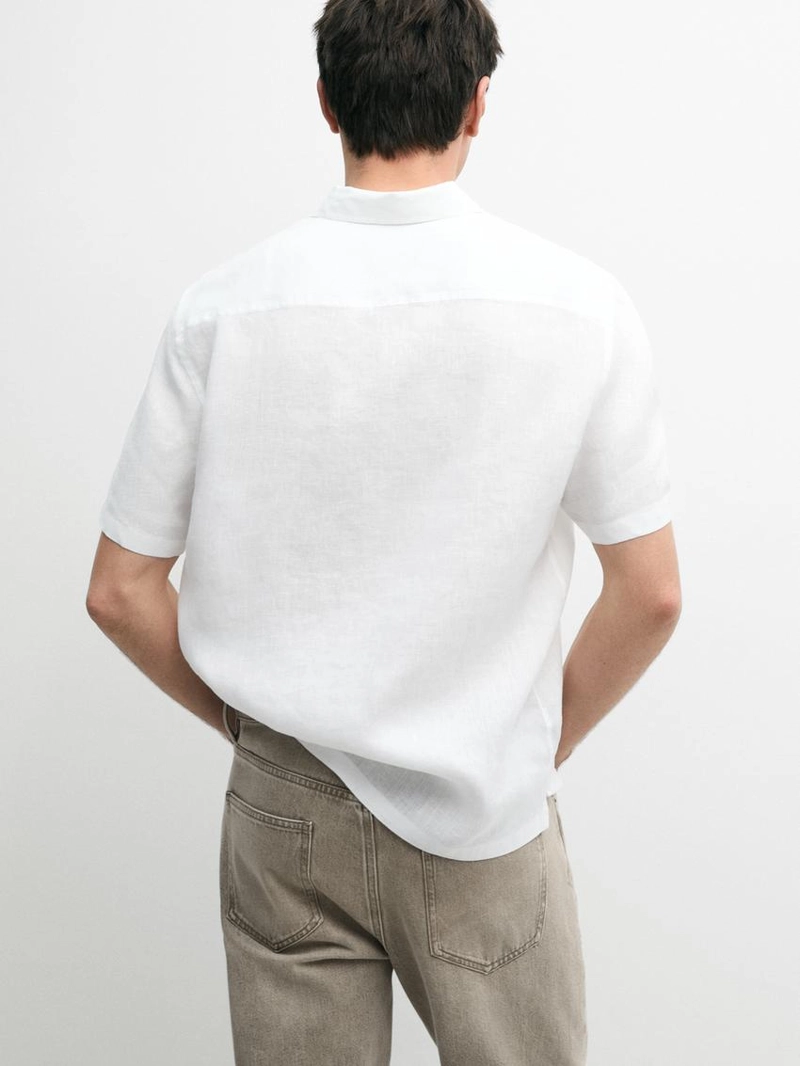 Рубашка с короткими рукавами из 100% льна