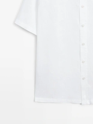 Рубашка с короткими рукавами из 100% льна- Заказать в России