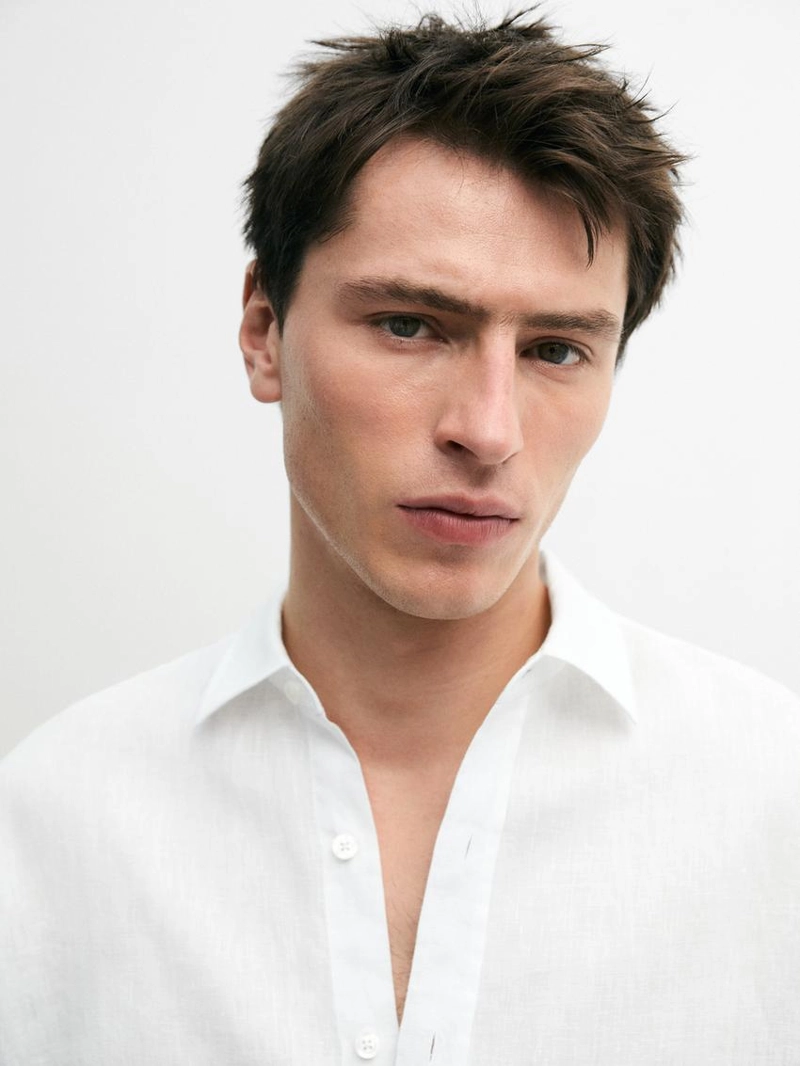 Рубашка с короткими рукавами из 100% льна