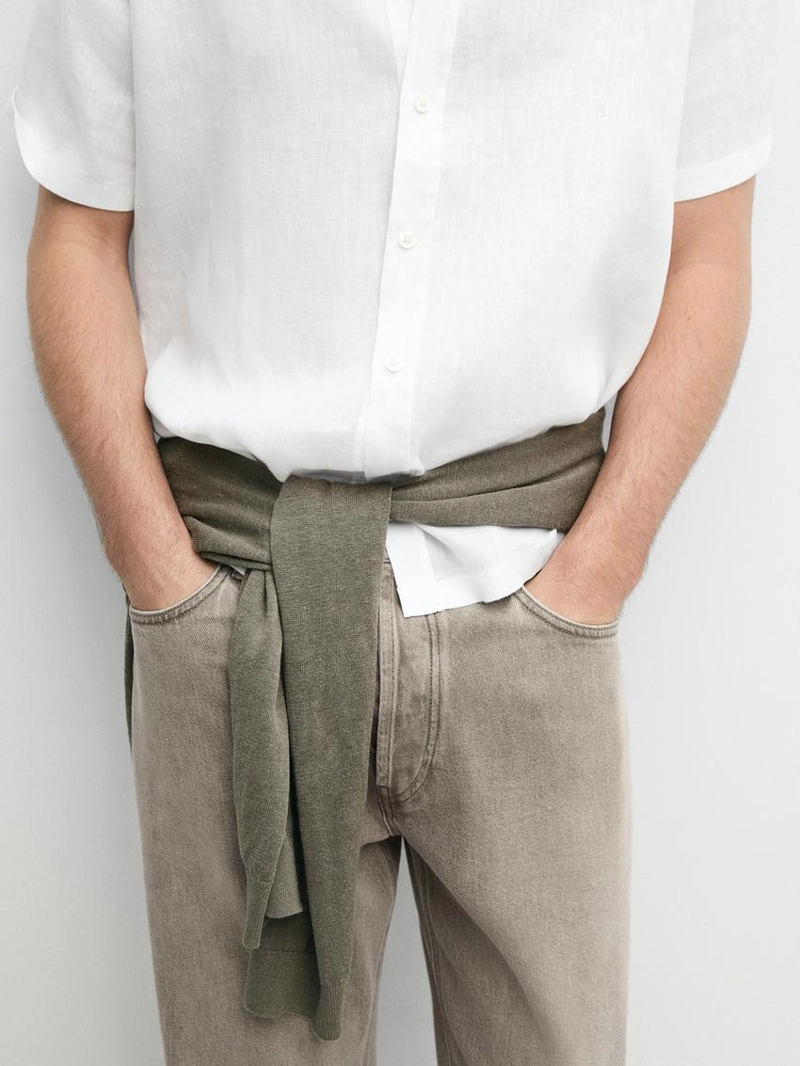 Рубашка с короткими рукавами из 100% льна