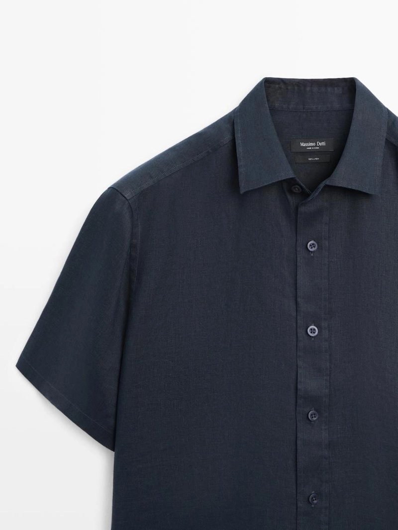 Рубашка с коротким рукавом из 100% льна