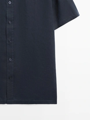 Рубашка с коротким рукавом из 100% льна- Заказать в России