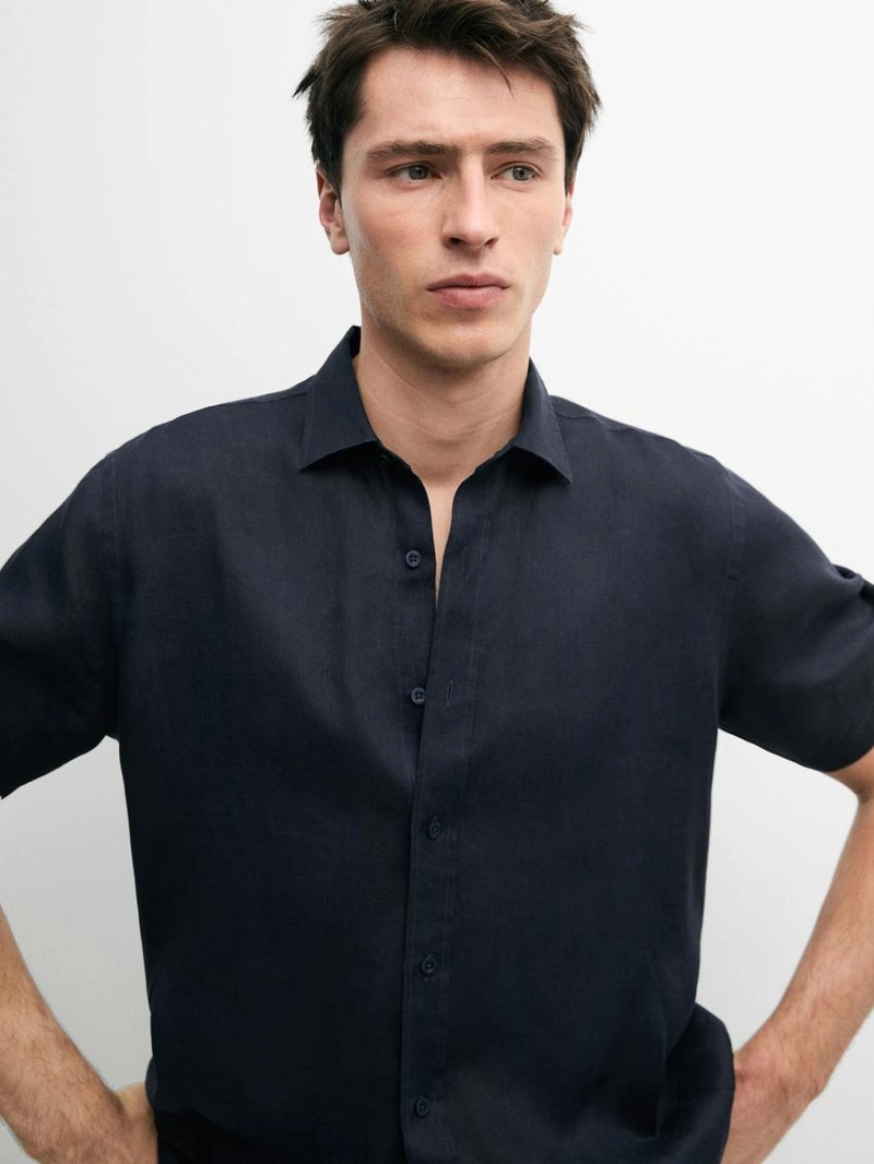 Рубашка с коротким рукавом из 100% льна