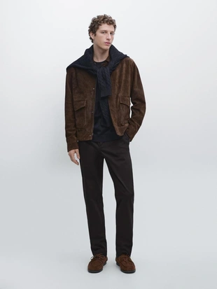 Брюки с зауженным кроем из микротекстурированной ткани- Заказать в России