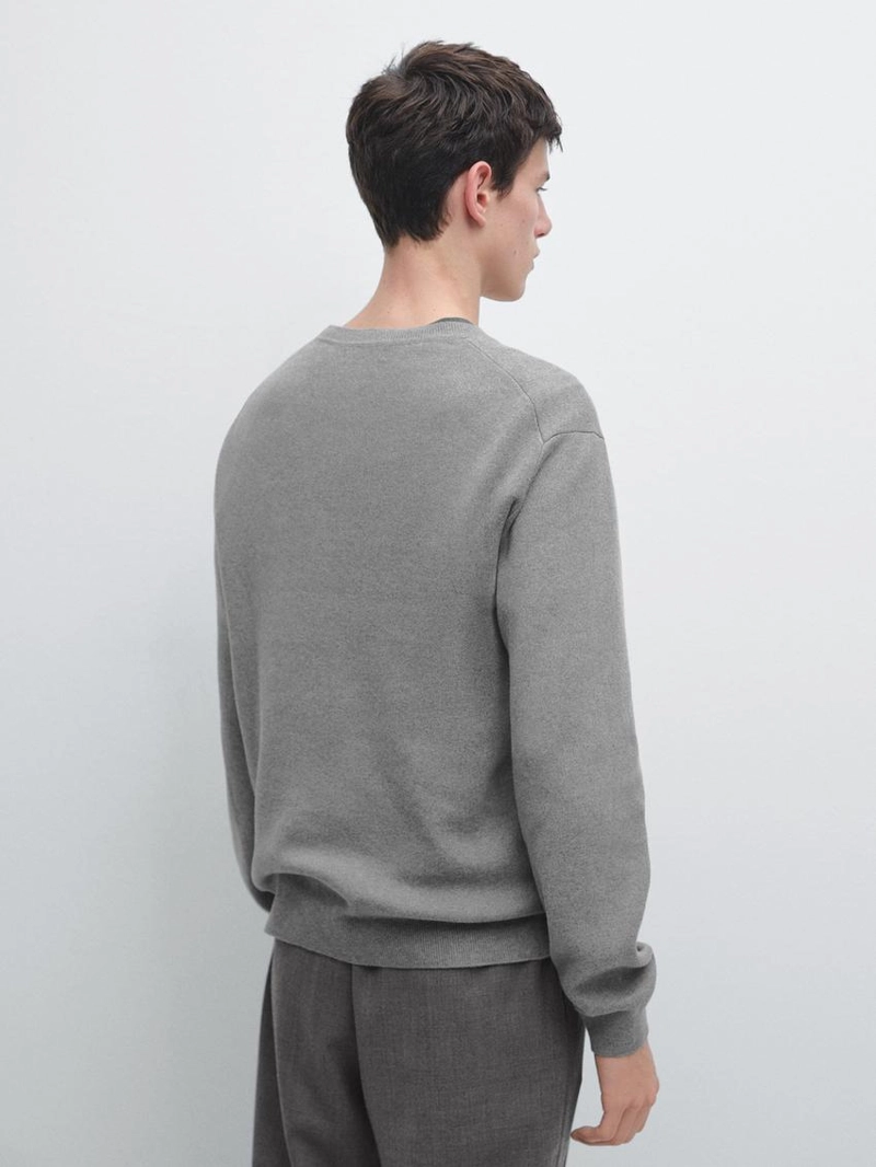 Свитер из хлопкового трикотажа с круглым вырезом