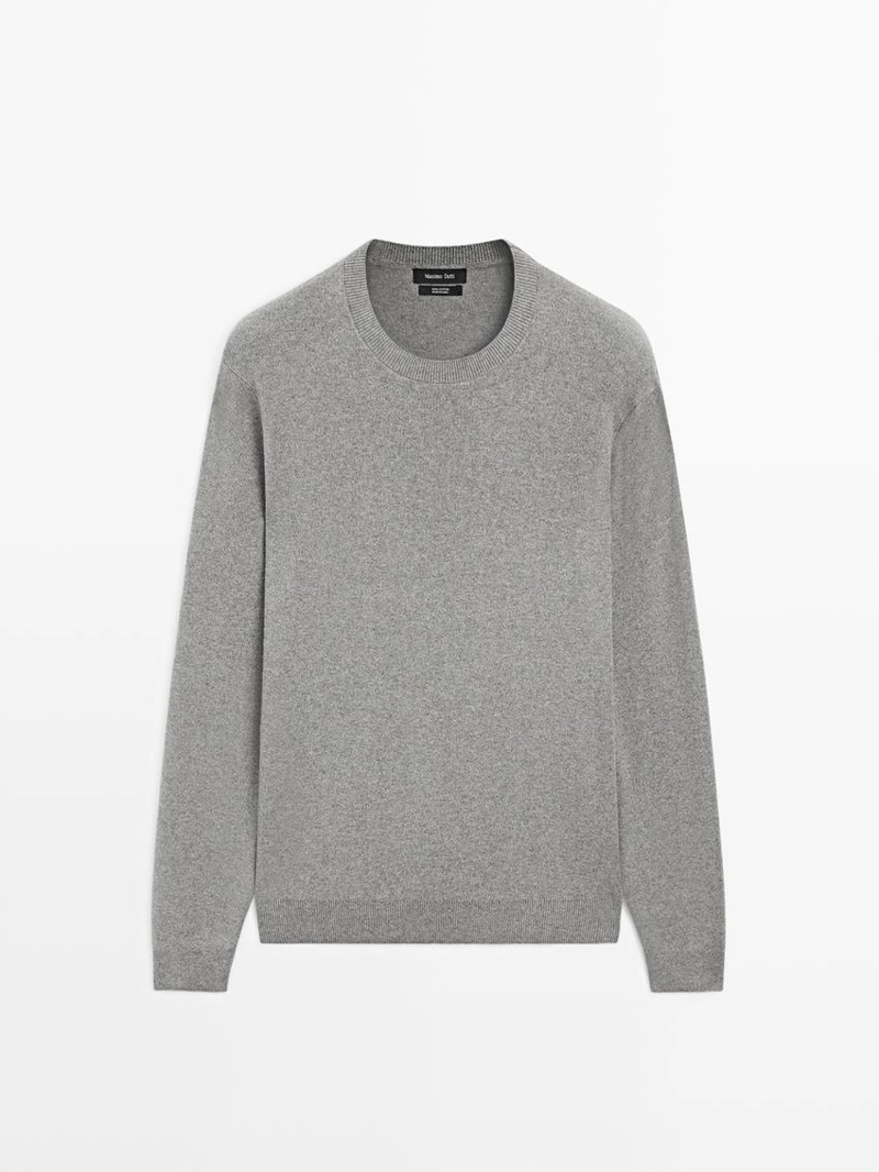 Свитер из хлопкового трикотажа с круглым вырезом