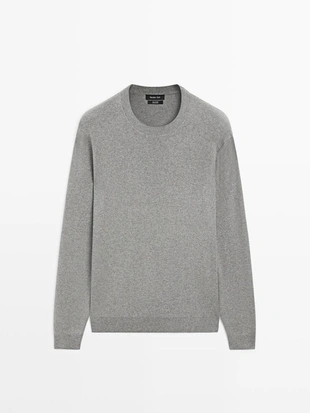 Свитер из хлопкового трикотажа с круглым вырезом- Заказать в России