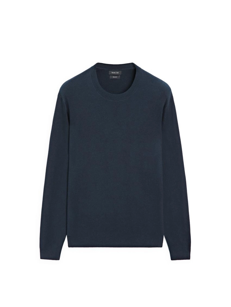 Хлопковый трикотажный свитер с круглым вырезом