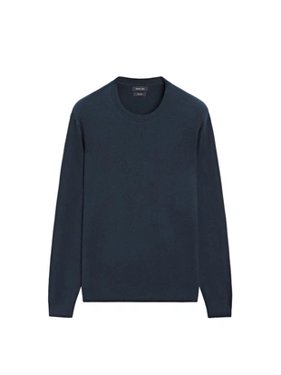 Хлопковый трикотажный свитер с круглым вырезом- Заказать в России