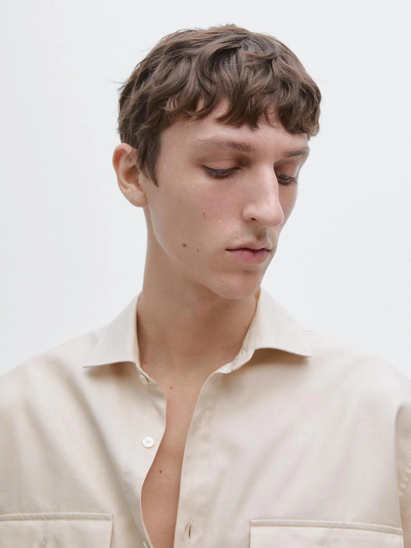 Рубашка из хлопковой ткани с карманами