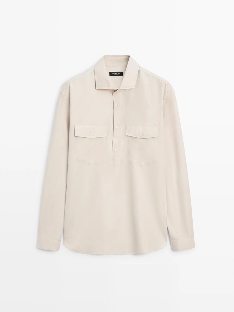 Рубашка из хлопковой ткани с карманами