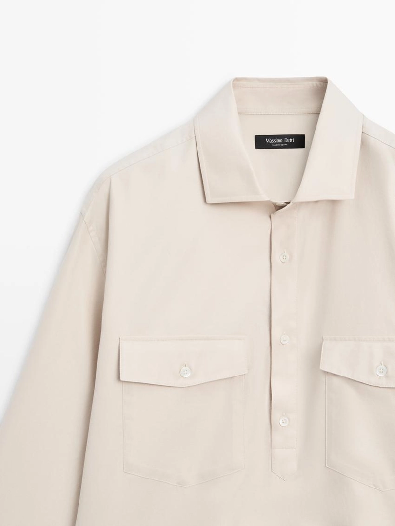 Рубашка из хлопковой ткани с карманами